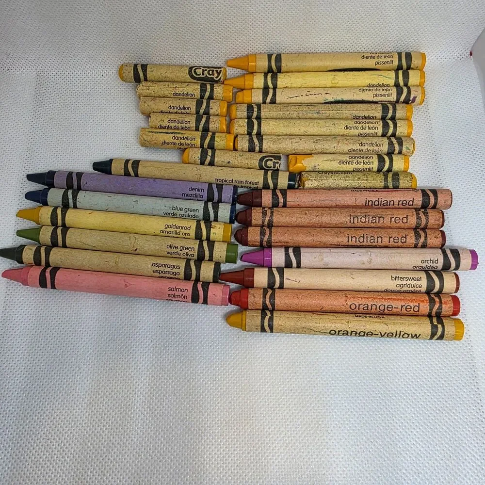 Lot Retired/Discontinued Crayola Crayons:Dandelion, Orange-Red, Indian Red &more